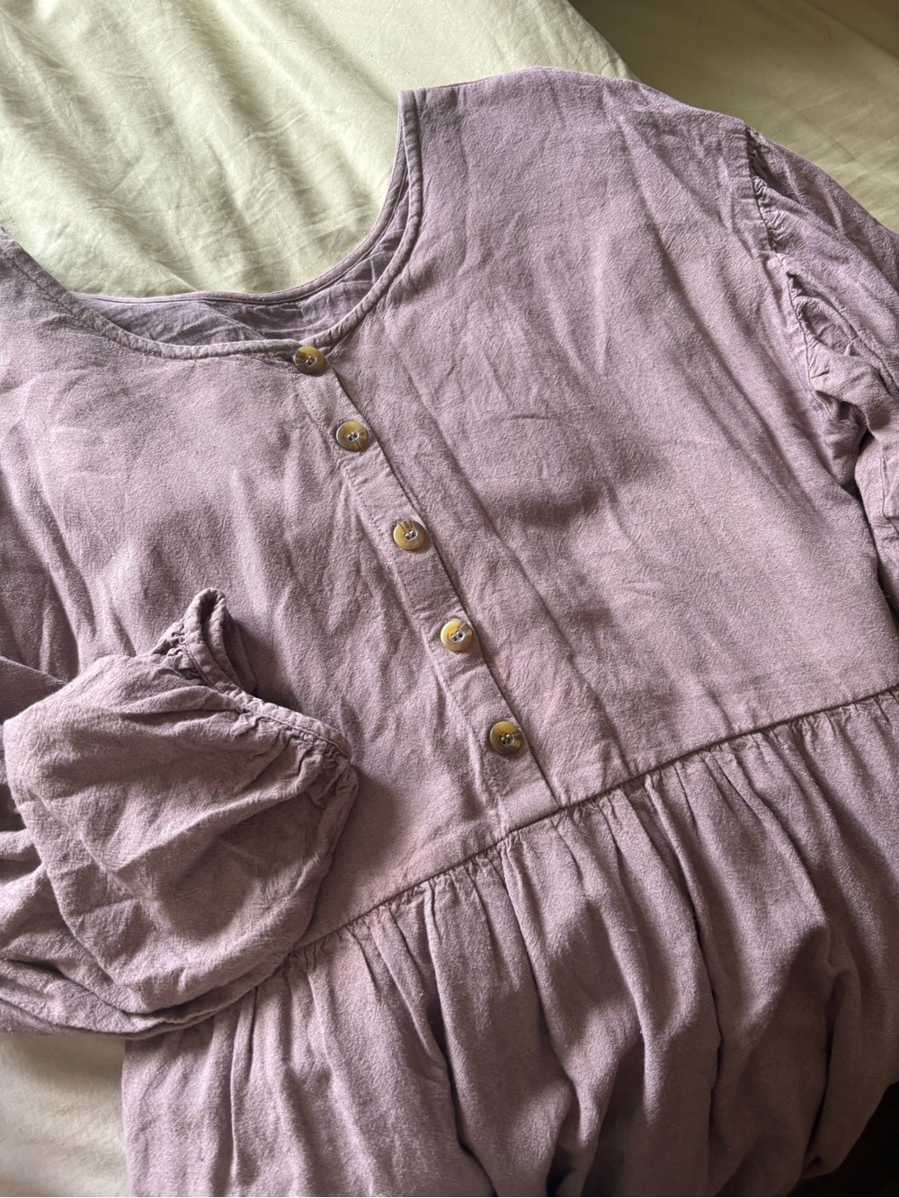 Women's Long Sleeve Button-Front Dress in Dusty Lavender
